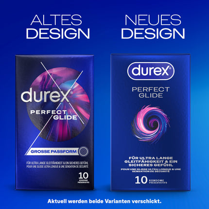 Durex Perfect Glide Condoms – With plenty of silicone lubricant for extra long-lasting lubrication and a secure feeling – 10-pack (1 x 10 pieces)