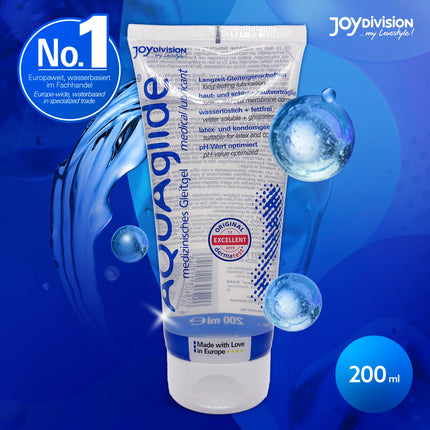 Joydivision Original AQUAglide 200 ml Natural Lubricant, Crystal Clear &amp; Vegan Lubricant, pH-optimized and latex condom compatible