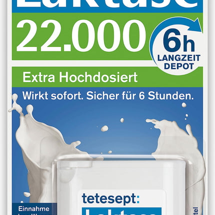 tetesept Lactase 22,000 – Lactase tablets for lactose intolerance – Dietary supplement with immediate effect &amp; 6h long-term depot – 1 can of 40 tablets