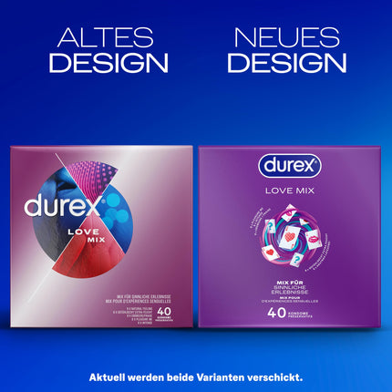 Durex Love Mix Condom Mix – Versatile mixed pack with 5 different condom varieties to try – 40 condoms (1 pack)