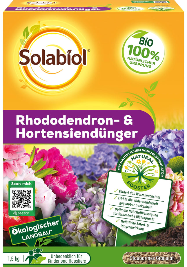 Solabiol Rhododendron &amp; Hydrangea Fertilizer, special fertilizer with immediate and long-term effect for rhododendrons, hydrangeas, and other bog plants, 1.5 kg