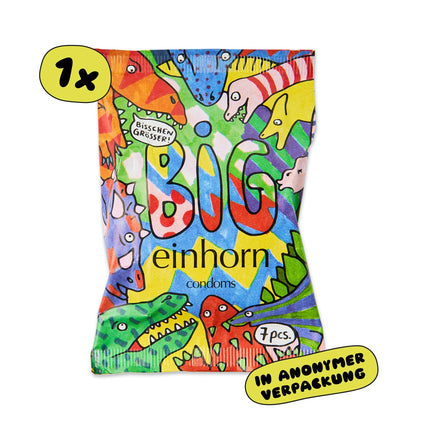 einhorn condoms - 7 pieces weekly ration - XL size 57 mm - vegan, hormone-free contraception without chemicals - natural lubricant - sustainable and safe