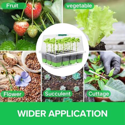 KAHEIGN 6Pcs Growing Kit Indoor Greenhouse Propagator, 72 Cells Reusable Seedling Propagation Trays Robust Plant Seed Growing Set, Seedling Starter Trays with Lid Ventilation