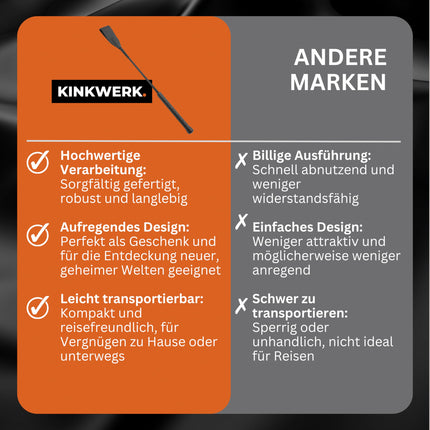 KINKWERK Spanking Riding Crop (45.5 cm) for Men &amp; Women | Precise Control | Flexible &amp; Robust | High-quality and elegant BDSM whip