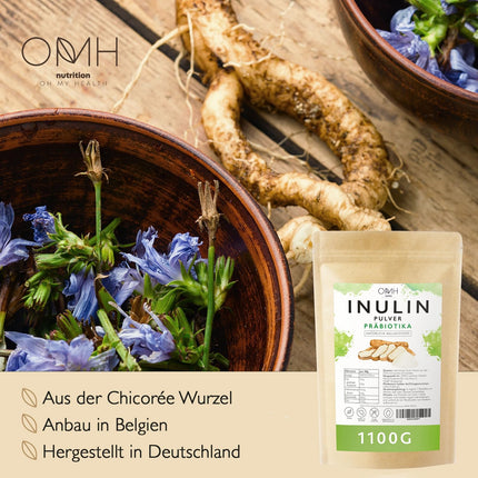 Inulin powder prebiotics fiber 1100g (1.1kg) grown in Europe chicory root vegan