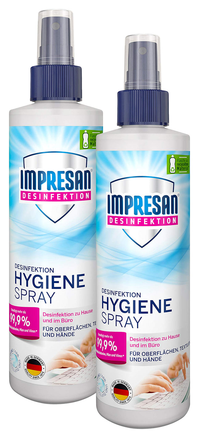 Impresan Hygiene Spray: Disinfectant spray for surfaces and textiles - Disinfectant pump spray - 2 x 250ml in a practical value pack