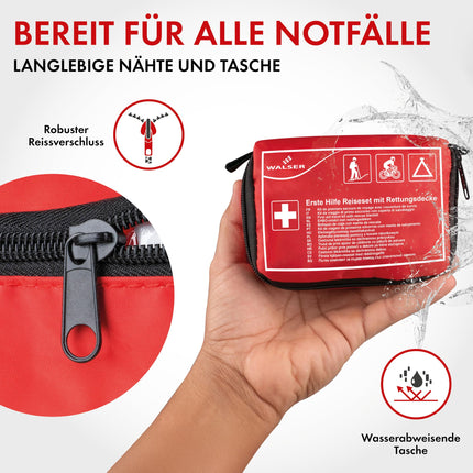 WALSER Premium Mini First Aid Kit 2025, waterproof emergency kit for outdoor/camping/bicycle, 31-piece travel first aid kit, compact first aid kit for outdoor use, mini first aid kit 2025, first aid kit