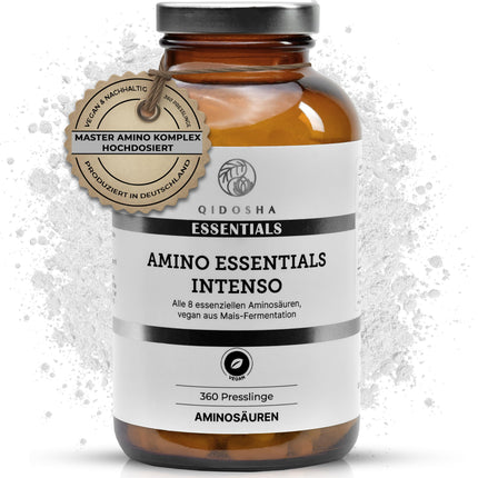 QIDOSHA® Master Amino Acid Complex tablets, formulated by Dr. Moretti, 360 tablets/jar, with 99% net nitrogen utilization (NNU), 8 essential amino acids, 100% vegan