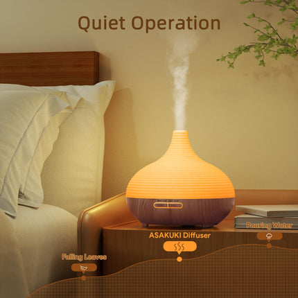 ASAKUKI 300ml Aroma Diffuser for Fragrance Oils, Premium Ultrasonic Humidifier Aromatherapy Oils Diffuser with 7 Color LED Light, BPA Free Bedroom, Office, Spa