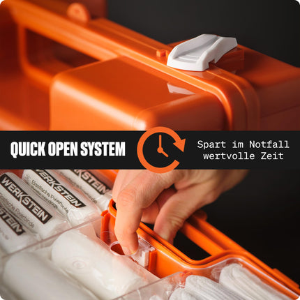 First aid kit with contents according to the new DIN 13157:2021 I First aid case including practical wall mount, 5x stickers &amp; seal I First aid kit for companies, institutions &amp; home