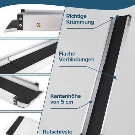 FoundGo 2 pcs. Telescopic Wheelchair Ramp [Max. 300kg 74.5/121cm] Aluminum Ramp Non-Slip Telescopic Ramp Including Carrying Bag for Manual Wheelchair Stairs Bicycle