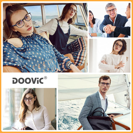 DOOViC Blue Light Filter Computer Glasses Transparent/Square Frame Large Computer Glasses Non-Prescription for Men/Women 0.0