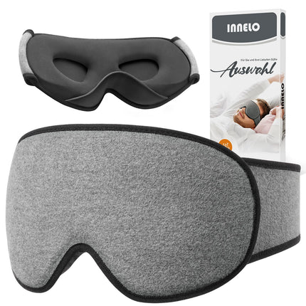 INNELO Sleep Mask for Side Sleepers, Improved 3D Light Blocking, with Hearing Protection, Ultra Soft and Comfortable Eye Mask, Sleep Mask with Velcro Fastener for Women and Men
