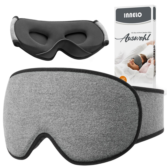 INNELO Sleep Mask for Side Sleepers, Improved 3D Light Blocking, with Hearing Protection, Ultra Soft and Comfortable Eye Mask, Sleep Mask with Velcro Fastener for Women and Men