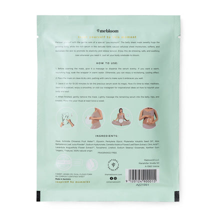MEBLOOM BeLoved Moisturizing Belly Mask (40x60) cm - for the belly during pregnancy - protects against stretch marks - made from natural and organic plant substances