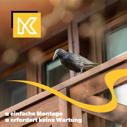 KADAX Black Raven, pigeon repellent and pigeon deterrent made of plastic, bird repellent, natural pest control, protection against annoying birds