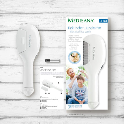 Medisana LC 860 electric lice comb, comb against head lice and nits, nit comb, suitable for dogs and cats
