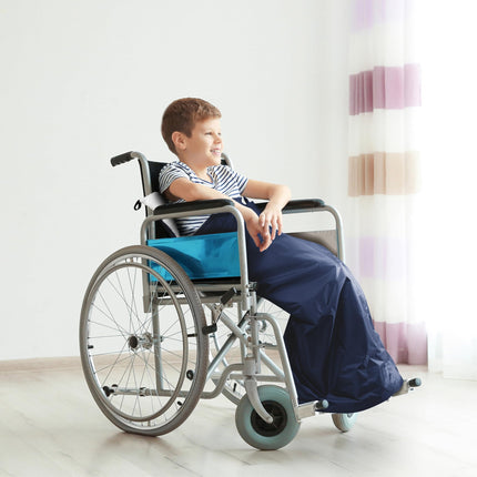 Bramble Fleece Lined Wheelchair Blanket (Dark Blue), Wheelchair Blanket with Inner Pocket - Robust, Waterproof &amp; Weatherproof