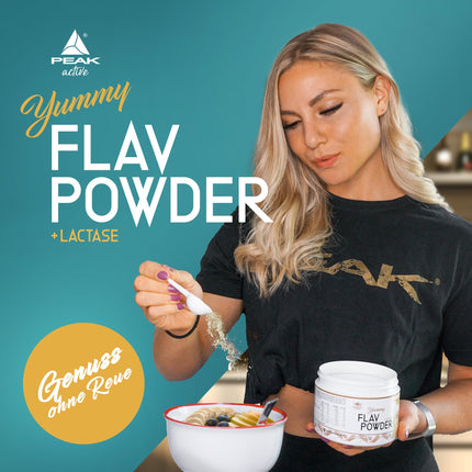 PEAK Yummy Flav Powder - 250g Noble Marzipan Flavor | 50 Servings | Flavor powder for sweetening with almost no calories and no added sugar | with inulin and the digestive enzyme lactase | vegan