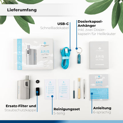 WOLKENKRAFT ÄRiS ULTRA Premium Vaporizer - USB-C | Titanium Chamber | Temperature 100-220 °C | Operating Timer 3-7 Min. | ECA Convection Technology *Gun Metal*