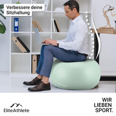 EliteAthlete Exercise Ball Seat Ball Office Ergonomic with Anti Burst System - Fitness Pilates Pregnancy - Pregnancy Ball Fitness Ball Yoga Ball - Yoga Ball 65cm incl. Air Pump