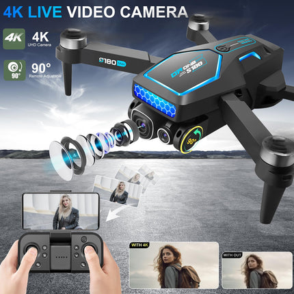 OBEST Drone with 4K Camera for Kids Beginners, Foldable FPV Drone WiFi Live Transmission, Brushless Motor, Obstacle Avoidance, 2 Batteries 28mins, Altitude Hold, Headless Mode, One Key Takeoff/Landing