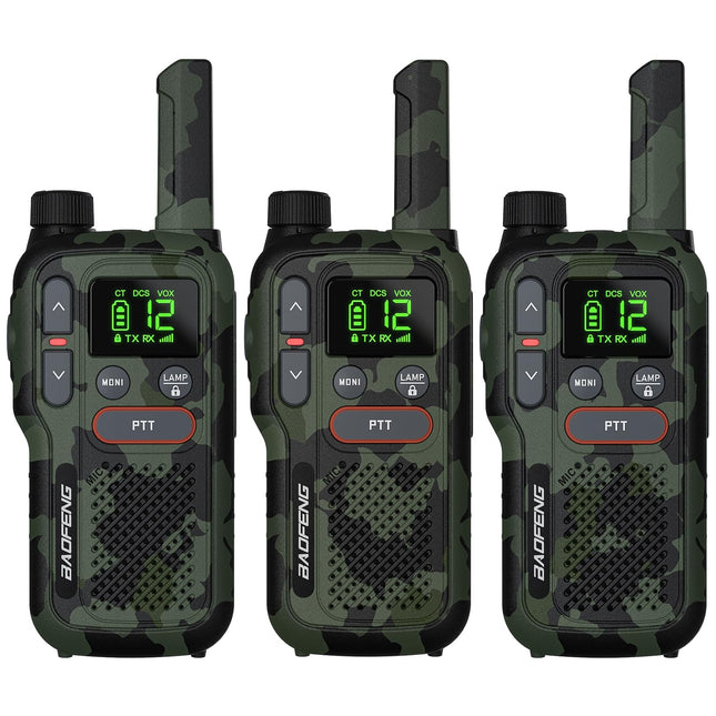 BAOFENG GT-18 Walkie Talkie PMR446 License-Free Two-Way Radio for Adults and Children, Rechargeable Walkie Talkie 1500mAh Battery, Dual PTT, 16 Channels, Scan, Flashlight for Camping and Hiking, Pack of 3