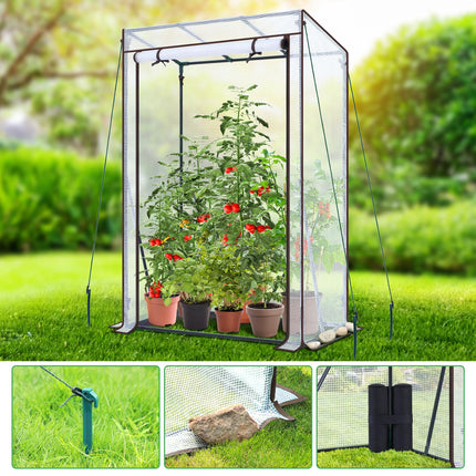 Ohuhu Tomato Greenhouse Premium Plastic Greenhouse Small with PE Cover, Tomato House Greenhouse Balcony for Optimal Plant Growth Stable White 100x50x152 cm