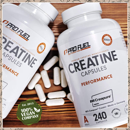 Creatine capsules 240x with 850mg Creapure® creatine monohydrate - high-quality creatine made in Germany - optimally dosed with 3000 mg of pure creatine per day - laboratory-tested with certificate - 100% vegan