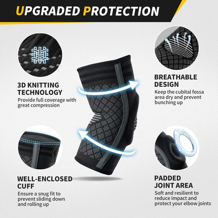 CAMBIVO 2x Elbow Support for Men and Women, Tennis Elbow Support with Gel Padding and Side Stabilizers, Elbow Support for Pain Relief from Tennis Elbow, Golfer's Elbow, Tendonitis