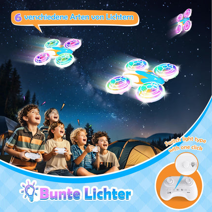 Zookao Mini Drone for Kids Toys from 6+ Years, Christmas Birthday Gifts for Children Remote Controlled RC Airplane Mini Drone for Children and Beginners Quadrocopter with LED Lights