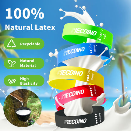 Fitness bands set of 5, resistance bands with 5 resistance levels, natural latex resistance bands, exercise bands for muscle building, Pilates, yoga and fitness
