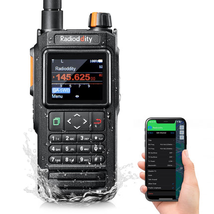 Radioddity GA-5WB IP67 Handheld Two-Way Radio, Long-Range Dual-Band Amateur Radio with APP Programming, Airband, Color Screen, GPS &amp; APRS, USB Rechargeable with 2600mAh Battery