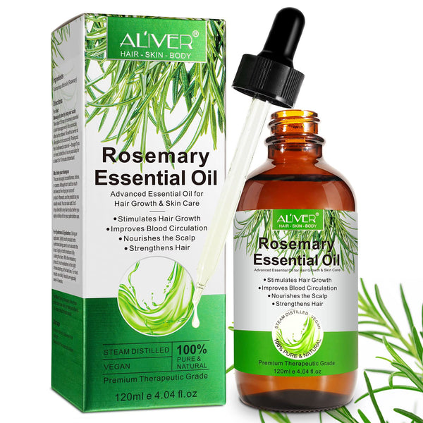 VXHDAG 100% Pure Rosemary Essential Oil for Skin Care - for Eyebrows and Eyelashes, Nourishes the Scalp, Stimulates Hair Growth for Men and Women (1 Pack 1x120ml)