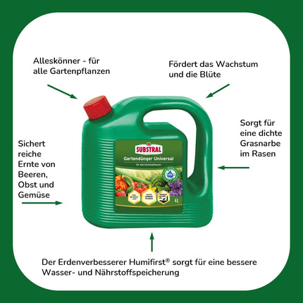Substral Universal Liquid Fertilizer, 4L - Strengthens plant growth &amp; flowering, with Humifirst for all garden plants, 4 liters