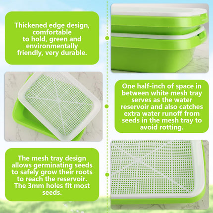 CYEER 8 Pack Sprouting Trays, 34x25x11CM Cress Seed Trays, Microgreens Seed Trays, Sprouting Tray, Sprouting Kit for Growing Mung Beans, Alfalfa, Wheatgrass