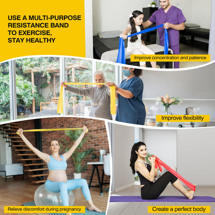 Set of 3 1.5M/2M long fitness bands resistance bands in 3 strengths, 100% natural latex resistance bands exercise band for Crossfit, muscle building, yoga, Pilates for men and women