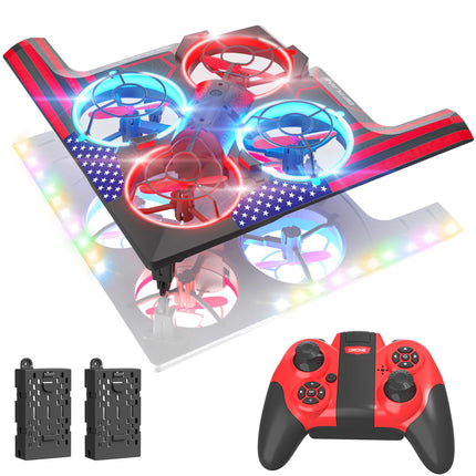 B2 Drone for Kids, RC Foam Airplane with LED Lights, Indoor Quadcopter with 3D Flips, Headless Mode, Altitude Hold and 2 Batteries, Toy Gifts for Boys Girls Beginners