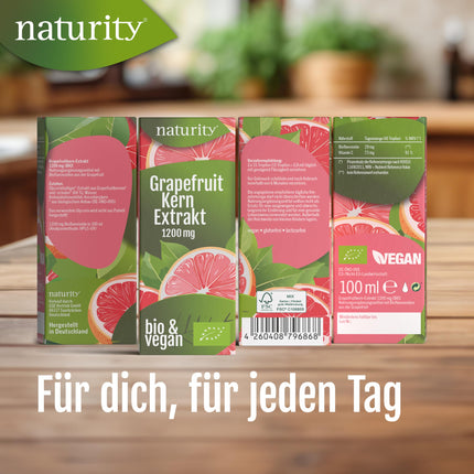 Organic grapefruit seed extract, 1200 mg bioflavonoids/100 ml, certified organic quality, vegan and made in Germany, easy and clean to use