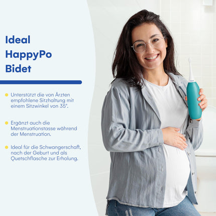 Butt Shower - HappyPo XL Hand Shower Bidet 480 ml - Gentle Cleaning without Wet Wipes - Portable Toilet Shower for Home and Travel - Saves Water and Paper - Petrol