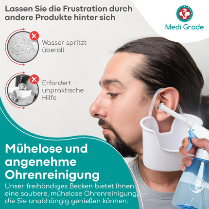Medi Grade Ear Cleaning - Earwax Remover - Safe Pump for Earwax Removal 300 ml - Environmentally Friendly Ear Cleaning Set - Improves Hearing