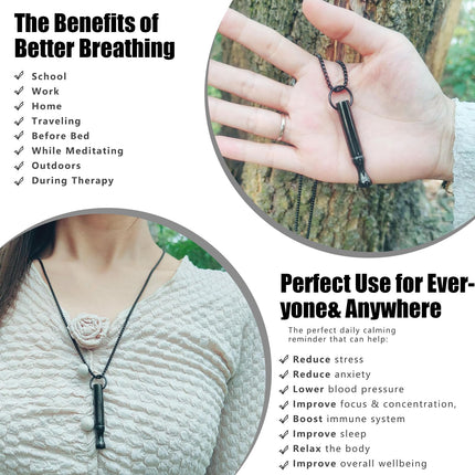 Carreneu Necklace Smoke-Free Smoking Cessation Aid Necklace Smoke-Free Original Smoking Cessation Necklace Mindfulness Necklace Relieves Stress and Reduces Anxiety With 1 Bracelet 1 Anxiety Ring