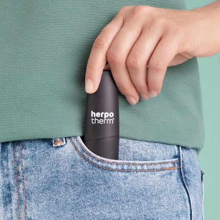 herpotherm neo for cold sores, works with concentrated heat, the original herpes pen, quick relief at the touch of a button, up to 200 applications possible with one set of batteries