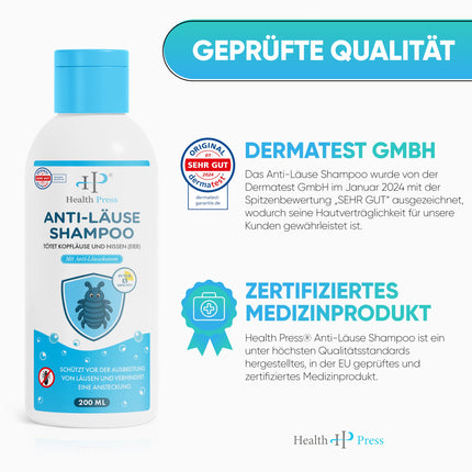Anti-Lice Shampoo – 200 ml Value Pack – Lice Shampoo including Lice Comb – Lice Shampoo Family Pack for Adults and Children (Lice Shampoo, 200 ml)