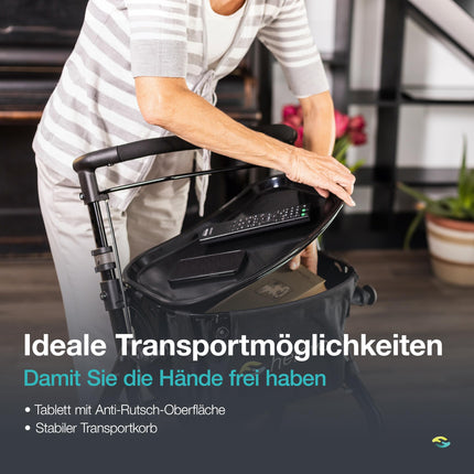Helavo narrow rollator for apartments - 53 cm wide rollator for apartments - Indoor rollator with tray and transport basket