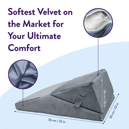 Byre® Wedge Pillow | Folding Wedge Pillow | Adjustable Pillow for Sitting, Reading, Back Pain, Leg Pain, Heartburn, Acid Reflux (Gray)
