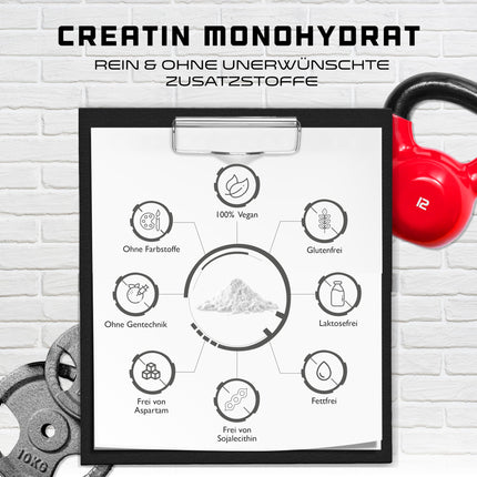 Creatine Powder - 1 kg / 1000 g - Pure Creatine Monohydrate - Optimal Solubility - Vegan - No Additives - Pure Powder - German Elite Nutrition