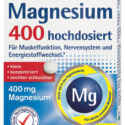 tetesept Magnesium 400 high-dose - 1 x 30 tablets - Dietary supplement with magnesium – easy-to-swallow magnesium tablets for active, normal muscles*