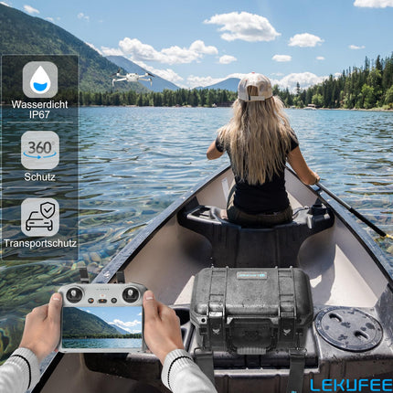 LEKUFEE Travel Waterproof Case for DJI Mini 4 Pro/3 Pro/3 Drone, Fly More Combo, RC 2/RC-N2 Remote Controller and Accessories (Carrying Case Only)