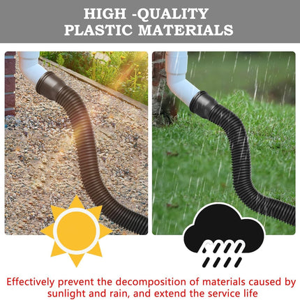 Rain Gutter Downpipe Extension, Flexible, Extendable PE Drain Extension for Villa Outdoor, Round (Black)